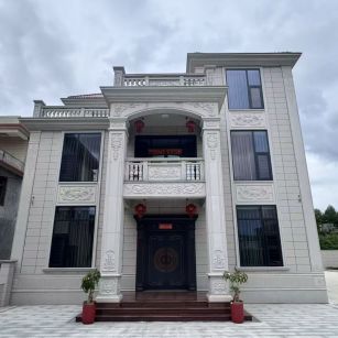 乐山 芝麻白石材别墅干挂案例展示