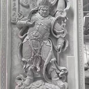 乐山 芝麻灰花岗岩人物雕刻——多闻天王